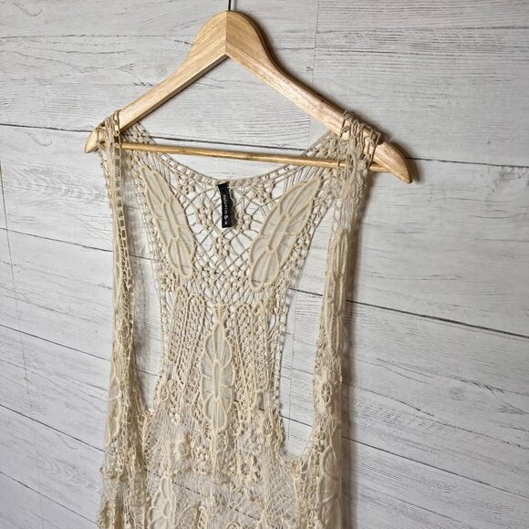 Fulltilt Cardigan Kimono Size Small Bohemian Longline Floral Embroidery Mesh - Picture 4 of 15